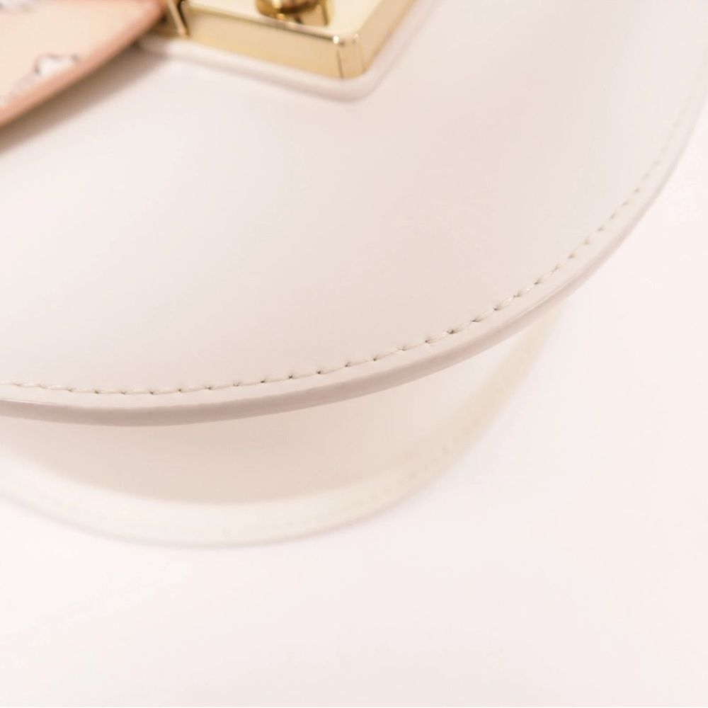 Rare Furla GHW Chain Floral Shoulder Bag Calfskin Leather White - Picture 11 of 13